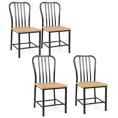 Tangkula Dining Chair Set of 4 Armless Spindle Back Kitchen Chairs w/ Ergonomic Seat