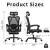 Lirago Mesh Office Chair w/Footrest - High Back, Adjustable Headrest & Lumbar - Black - 4 of 4