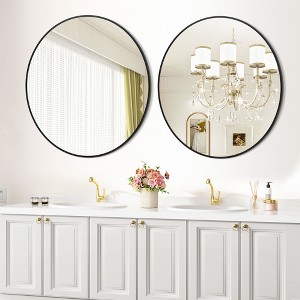 18" Round Gold Wall Mirror, Metal Frame Vanity Mirror for Bathroom, Entryway & Bedroom - 1 of 4