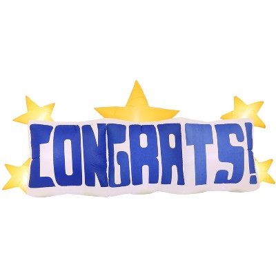 Sunnydaze Indoor/Outdoor Congrats Star Banner LED Inflatable Decoration for Graduation Party or Special Celebration - 8'