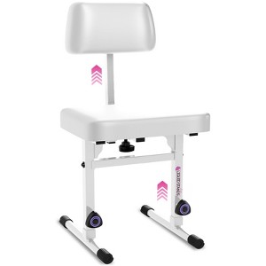 Liquid Stands White Adjustable Piano Bench with Backrest – Music Keyboard Bench Seat for Digital Pianos - Musicians Sturdy Padded Piano Stool Chair - 1 of 4