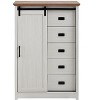 VANIRROR 5-Drawer Dresser with Sliding Barn Door – Farmhouse Modern Tall Storage Cabinet for Bedroom, Hallway, Living Room, Kids Room - 2 of 4