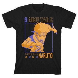 Naruto Classic Monochrome Naruto Nine Tails Crew Neck Short Sleeve Men's Black T-shirt - 1 of 3