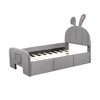 CAVINAS Full Bed Frame with Rabbit-Shaped Headboard, Drawers and Bed-End Storage Pocket,Twin Bed Frames For Kids，Easy Assembly - 3 of 4