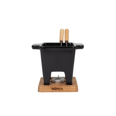 Boska Ceramic and Oak Fondue Pot Set