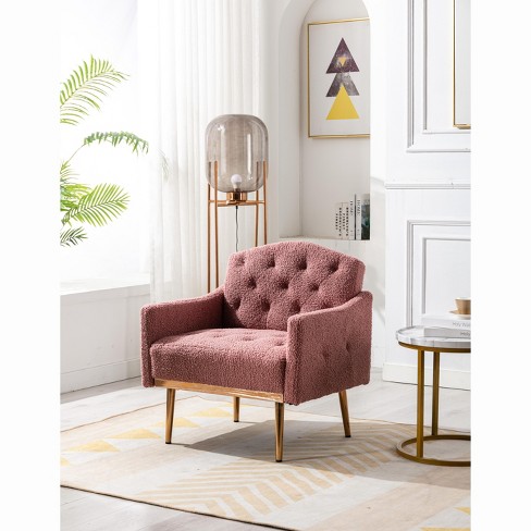 Modern Teddy Upholstered Accent Armchair With Tufted Backrest And