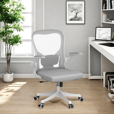 Sevobal Task And Office Chairs Without Headrest Lumbar Support And Flip Up Arms  Adjustable Height, White, 24.6"*20"*49.2"