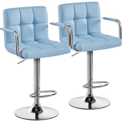 Yaheetech 2pcs Swivel Adjustable Bar Stools with Large Steel Pedestal Base for Bar Counter