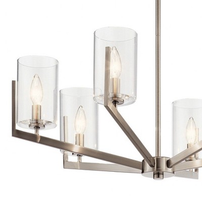 Brushed Brass and Clear Glass 6-Light Sputnik Chandelier