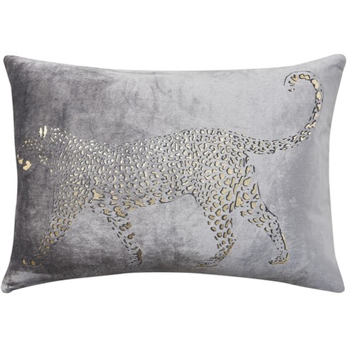 Mina Victory Luminecence Metallic Leopard 14 x20 Indoor Throw Pillow Dark Grey Target