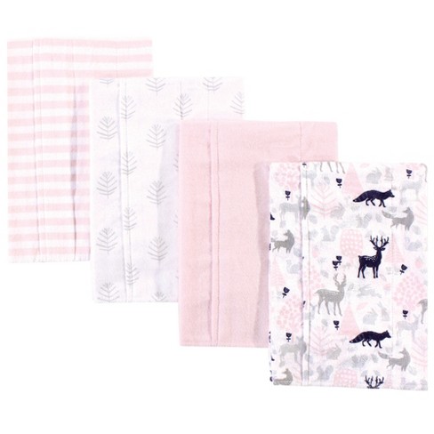 Hudson Baby Infant Girl Cotton Flannel Burp Cloths 4pk, Linocut ...