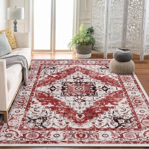 Area Rug, Washable Rug ¨C Machine Washable Vintage Non-Slip Carpet, Traditional Woven Stain Resistant Boho Rug for Living Room/Bedroom/Office - 1 of 4
