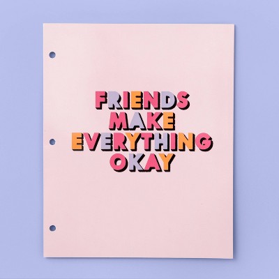 More Than Magic™ 2 Pocket Flocking Paper Folder Girl Talk - "Friends make everything okay"