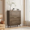 31.5" Mid-Century Modern Shoe Cabinet with 2 Flip-Top Drawers, Farmhouse Entryway Storage Organizer - 2 of 4
