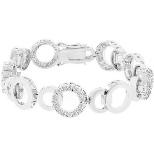 ShineHigh Circle Bijoux Bracelet for Women, Rhodium-Plated Lead-Free Alloy with Pave Cubic Zirconia Accents, Available in 7-Inch or 8-Inch Sizes - 1 of 1