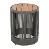 Set of 2 Outdoor Coffee Table Patio Cocktail Table Round Center Table End Table Accent Table Side Table with Rattan Rope&Acacia Wood Frame -ModernLuxe - 4 of 4