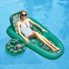 Aqua Leisure Campania 2 in 1 Convertible Water Lounger Pool Inflatable, Floral + Luxury Water Recliner Lounge Pool Float with Headrest, Lime Floral - 2 of 4
