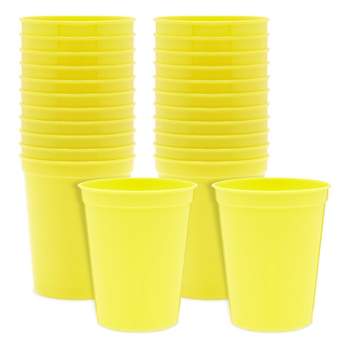 Blue Panda 24 Pack 16oz Yellow Plastic Cups for Birthday, Graduations, Baby Showers Party Supplies
