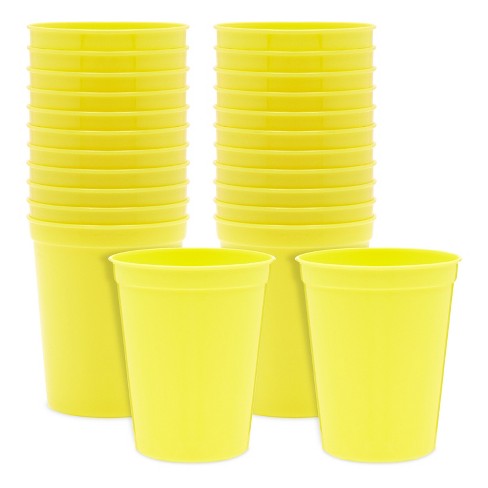 Blue Panda 24 Pack 16oz Yellow Plastic Cups For Birthday
