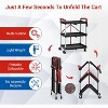 2025 New Folding Collapsible Service Cart, 3 Tier Portable Utility Rolling Cart, 56 Lb. Load Capacity per Shelf, with Wheels and Ergonomic Handle - 4 of 4