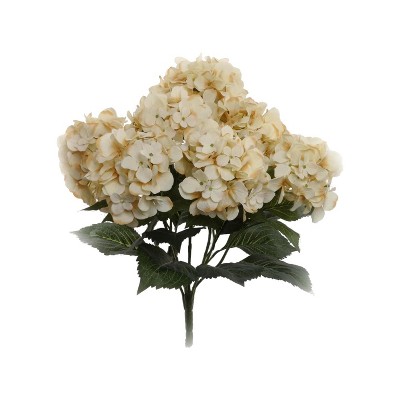 Floral Home 20" Beige Hydrangea Bush - 6-Piece