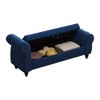 PAGED Modern Storage Bench, Tufted Velvet Ottoman with Storage, Antique Copper Nails Bed Bench with High Backrest, Entryway Bench - 4 of 4