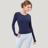 Anna-Kaci Active Women's Long Sleeve Fitted Activewear Top with Crew Neck and Thumbhole Cuffs - 3 of 4