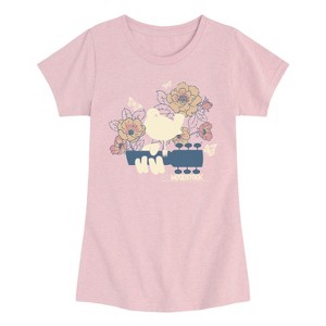 Girls' - Woodstock - Botanical Guitar Fitted Short Sleeve Graphic T-Shirt - 1 of 4