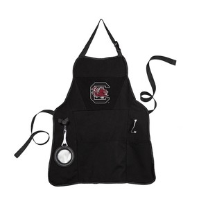 Evergreen University of South Carolina Black Grill Apron- 26 x 30 Inches Durable Cotton with Tool Pockets and Beverage Holder - 1 of 4