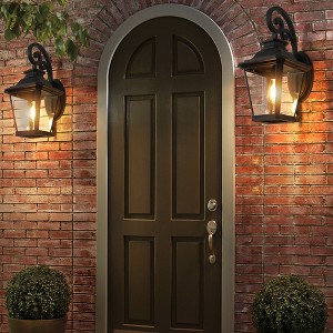 2-Pack 14" Outdoor Wall Lanterns Black Waterproof Wall Sconce with Clear Glass Panels for Porch Patio Garden and Doorway (Bulb Not Included) - 1 of 4