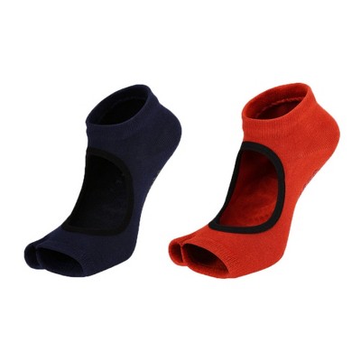 Anna-Kaci Women's Open Toe Yoga Socks with Anti-Slip Grip Sole Breathable Fabric for Barre and Pilates 2-Pack