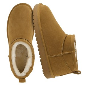 CUSHIONAIRE Women's Hip 2 Genuine Suede Ankle Snow Boots - Pull-On with Cozy Faux Shearling Lining, +Memory Foam - 1 of 4