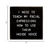 Slickblue Funny Facial Expression Wood Sign – Inside Voice Quote – 7x7 Rustic Wall Decor, Color Options - 3 of 3