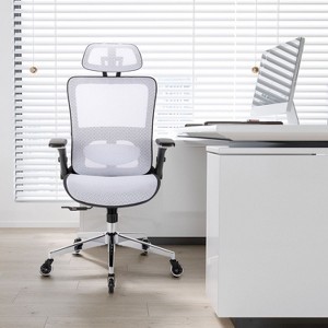 Ergonomic Mesh Office Chair-Adjustable Headrest with Flip-Up Arms, Tilt and lock Function, Lumbar Support and Blade Wheels, Metal legs-The Pop Home - 1 of 4