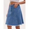 INSPIRE CHIC Women's Denim High Waist Flared Raw Hem with Pockets Casual A Line Jean Skirts - 2 of 4