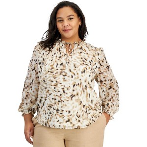 bar III Womens Tie Neck Knit Blouse - 1 of 2