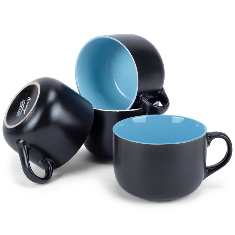 Elanze Designs Large Color Pop 24 ounce Ceramic Jumbo Soup Mugs Set of 4, Ice Blue, 1 of 6