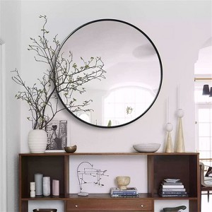 Black Circle Mirror Wall Decor,Thin Frame Mirror,Round Bathroom Mirror,Aluminum Mirror-The Pop Home - 1 of 4