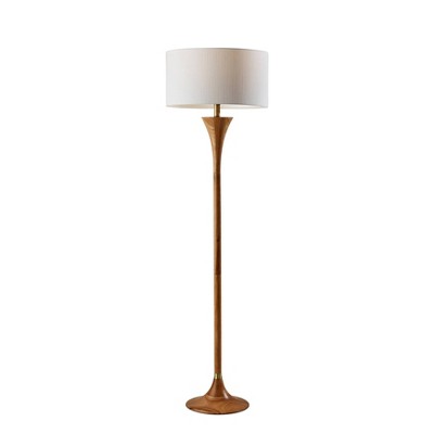 Rebecca Floor Lamp Natural Rubberwood with Antique Brass Accent - Adesso