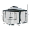 10' x 10' Patio Gazebo with Corner Frame Shelves, Double Roof Outdoor Gazebo Canopy Shelter with Netting for Patio, Wedding, Catering & Events - 3 of 4