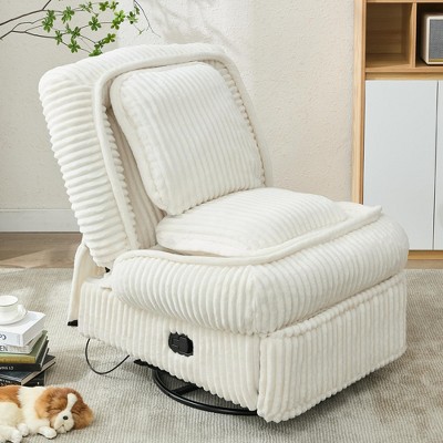 PAGED Modern Accent Chair and Ottoman Set, Comfy Sofa Chair with Side Table and Movable Footrest, Living Room Chair for Bedroom
