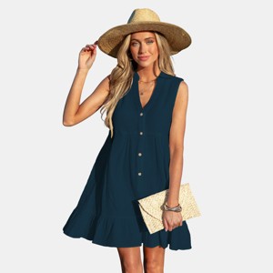 Women's White/Black Ruffle Hem Mini Cover-Up Dress - Cupshe - 1 of 4