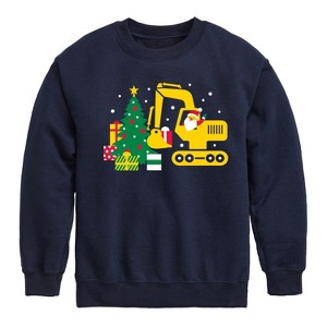 Boys' - Instant Message - Santa Excavator Christmas Presents Graphic Long Sleeve Fleece Sweatshirt - 1 of 4