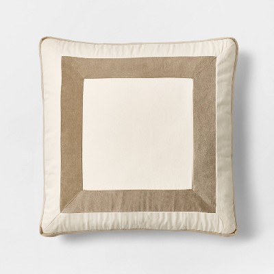 22" Velvet Border Pillow Taupe - Threshold™ designed with Studio McGee