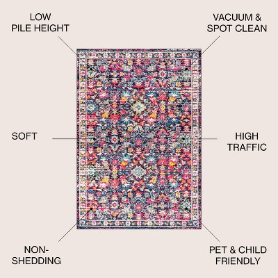 Ivory Rectangular 8' x 10' Stain-Resistant Synthetic Area Rug