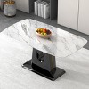 Imitation Marble Kitchen Table,Modern Minimalist 4-6 Seats Rectangular Table,Dining Table With MDF Legs And U Shaped Brackets-Coolbibila - 2 of 4
