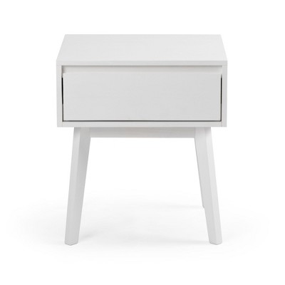 White Modern Solid Wood Nightstand with Storage Drawer