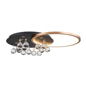 LLHZSY Modern Glam 7-Light Crystal Flush Mount Ceiling Light Fixture With Integrated LED, 21 7/10" W X 5 1/2" H - 1 of 4