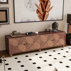 ORRD 70"-90" Extendable TV Cabinet, Modern Entertainment Center with Adjustable Shelves & Storage, Mid Century Walnut TV Console for Living Room - 1 of 4