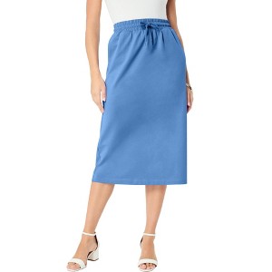 Roaman's Women's Plus Size French Terry Skirt - 1 of 4